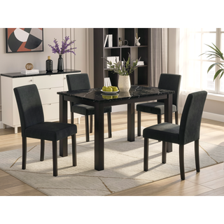 Sunvega Black Faux Marble Top Rectangular Dining Table with Strong Black Finish