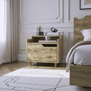 Sunvega Floating Nightstand with Spacious Drawer and Dual-Tier Surface for Bedroom