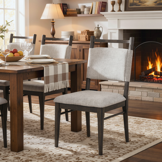 Sunvega Dark Walnut Contemporary Side Chairs with Polyester Upholstered Seat Set of 2