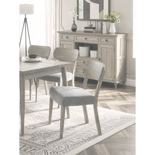 Sunvega Natural Wood Grain Color Set of 2pc Dining Chairs with Upholstered Cushions