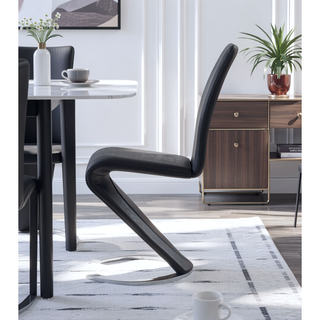 Sunvega Z-Shape Dining Chair with Padded Seating and PU Finish Kit of 2