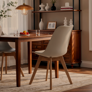Sunvega Heat and Stress Resistant Padded Side Chairs with Angled Wooden Legs