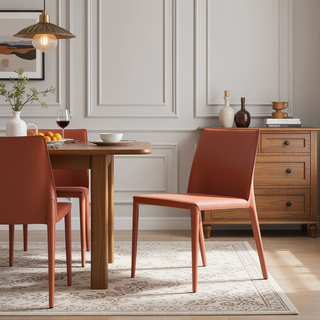 Sunvega Modern Gray Leatherette Upholstered Dining Chairs Set of 2