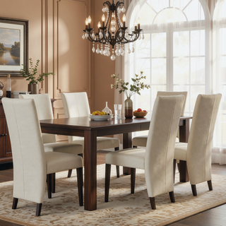 Sunvega Contemporary Boucle Finish Dining Chairs with Extended Back 2PK Set