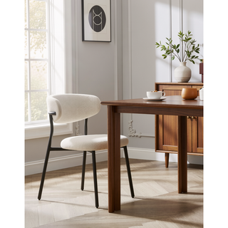 Sunvega Mallin Gray Chenille & Walnut Side Chair with Padded Seat and Back Cushion