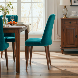 Sunvega Mid-Century Modern Velvet Dining Chair Set of 2 with Solid Wood Frame