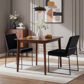 Sunvega Fuji High Back Contemporary Dining Chair with Black Steel Frame and Velvet Upholstery