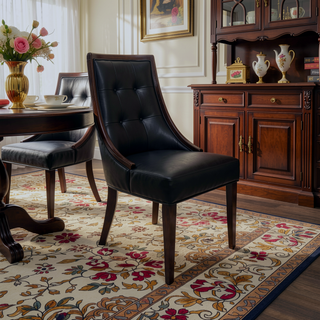 Sunvega Faux Leather Dining Chair Set of Two with Espresso Finish Wooden Legs