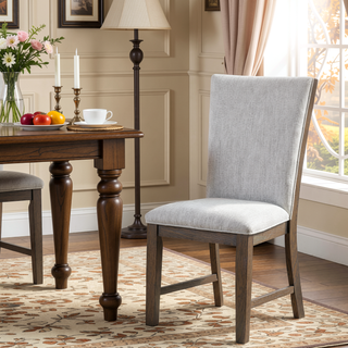 Sunvega Modern Farmhouse Upholstery Side Chairs with Splat Back in Oak Finish