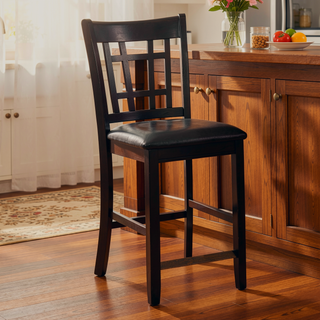Sunvega Lattice Back Counter Height Stools with Padded Seat and Footrest Set of 2