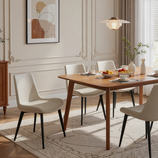 Sunvega Modern Upholstered Faux Leather Dining Chairs with Sturdy Metal Legs
