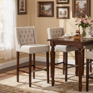 Sunvega Modern Minimalist Bar Stool with Metal Legs and High Density Fabric Seat