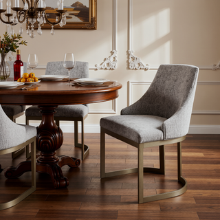 Sunvega Modern Grey Upholstered Parsons Dining Chair Set with Metal Frame