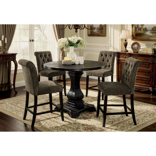 Sunvega Set of 2 Beige Chenille Upholstered Counter Height Chairs with Rustic Oak Legs