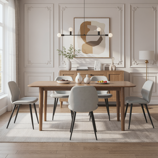Sunvega Upholstered Dining Chairs with Soft Suede-Style Fabric and Metal Legs Set of 4