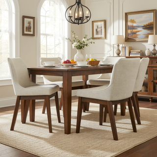Sunvega Ellis Dining Chair Set of 2 with Linen Upholstery and Full Back Support