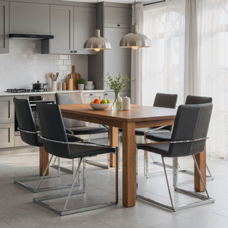 Sunvega Grey and Chrome Side Chair with Metal Base and Lozenge Backrest Design