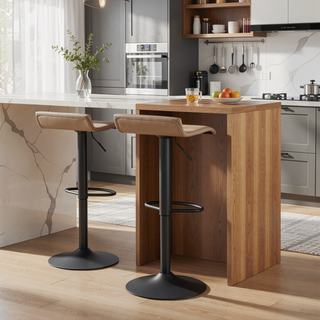 Sunvega Adjustable Antique Metal Industrial Bar Stool with Faux Leather Seat