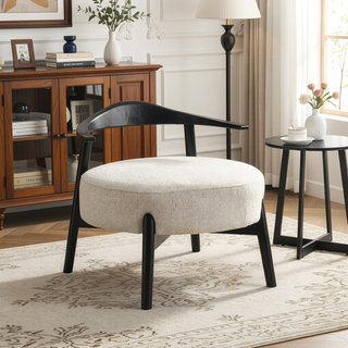 Sunvega Modern Upholstered Accent Chair with Solid Birch Legs for Living Room
