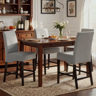 Sunvega Dark Grey and Black Upholstered Counter Stools with Flared Back for Kitchen