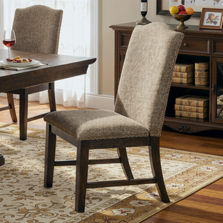 Sunvega Transitional Espresso Frame Side Chairs with Padded Seat Back and Nailhead Trim