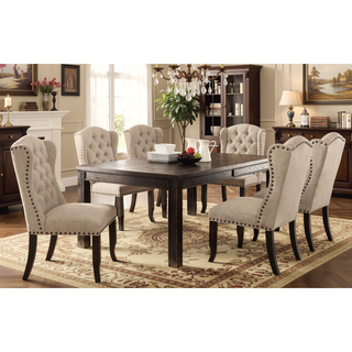 Sunvega Rustic Style Antique Black and Beige Finish Wingback Dining Side Chairs