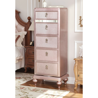 Sunvega Contemporary Rose Gold Swivel Chest Mirror with Felt Lined Top Drawer