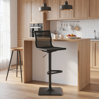 Sunvega Mirage Contemporary Black Metal and Mesh Fabric Adjustable Barstool