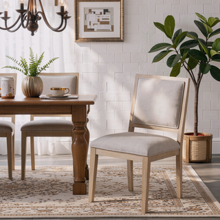 Sunvega Modern Tawny Brown Dining Side Chairs with Ornamental Sunken Panels