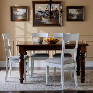 Sunvega Two Tone Grey and Pearl Grey Ladder Back Side Chairs with Upholstered Seat