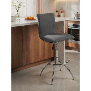 Sunvega Modern Swivel Adjustable Bar Stool with PU Texture and Chrome Legs