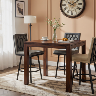 Sunvega Modern Black Metal and Gray Faux Leather Swivel Bar and Counter Stool