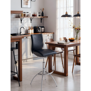 Sunvega Modern PU Swivel Adjustable Bar Stool with Chrome Metal Legs