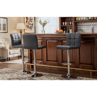 Sunvega Adjustable Hydraulic Swivel Bar Stool Set of 2 with Faux Leather Seat