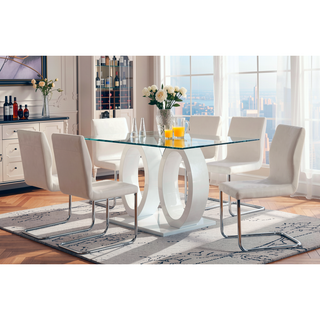 Sunvega Contemporary Black Leatherette High Chairs with Chrome Legs Set of 2
