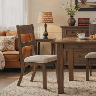 Sunvega Contemporary Farmhouse Style Wood Frame Light Brown Finish Dining Chair Set