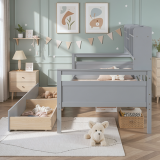 Sunvega Twin Size Daybed with Wood Slat Support, Bedside Shelf, and Two Drawers