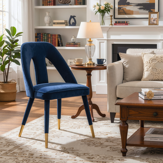 Sunvega Modern Velvet Upholstered Dining Chair with Gold Metal Tips for Dining Room