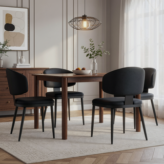 Sunvega Modern PU Leather and Metal Dining Chairs Set of 2 for Kitchen Dining Room