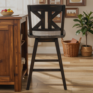Sunvega Solid Rubberwood Counter Height Dining Table with Distressed Gray Finish