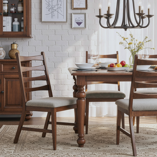 Sunvega Walnut Finish Extendable Dining Table with Self Storing Leaf Wooden Furniture
