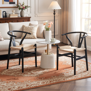 Sunvega Solid Wood Wishbone Dining Chair Mid Century Modern for Beach House