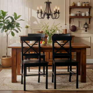 Sunvega Modern Farmhouse Cross Back Dining Chairs Set of 2 for Kitchen