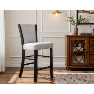 Sunvega Contemporary Glam Upholstered Dining Side Chair with Plush Gray Fabric