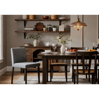 Sunvega Contemporary Style Gray Fabric Upholstered Dining Chairs with Brown Finish Legs