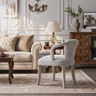 Sunvega Mid-Century Modern Tweed Upholstered Armchair for Dining and Living Room