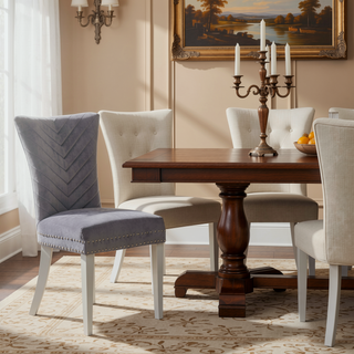 Sunvega Velvet Upholstered Chair with Tufted Design and Stainless Steel Legs