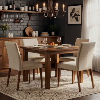 Sunvega Modern Gray Leatherette Upholstered Dining Chairs Set of 2