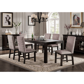 Sunvega Antique Black and Gray Finish 2pc Side Chair with Pleated Back and Upholstered Seat