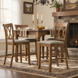 Sunvega Counter Height Dining Chairs with Double-X Cut-Out Detail and Tapered Legs